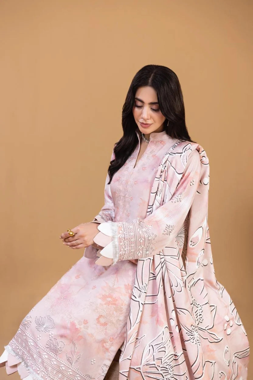 3 PIECE - UNSTITCHED EMBROIDERED KARANDI SUIT
