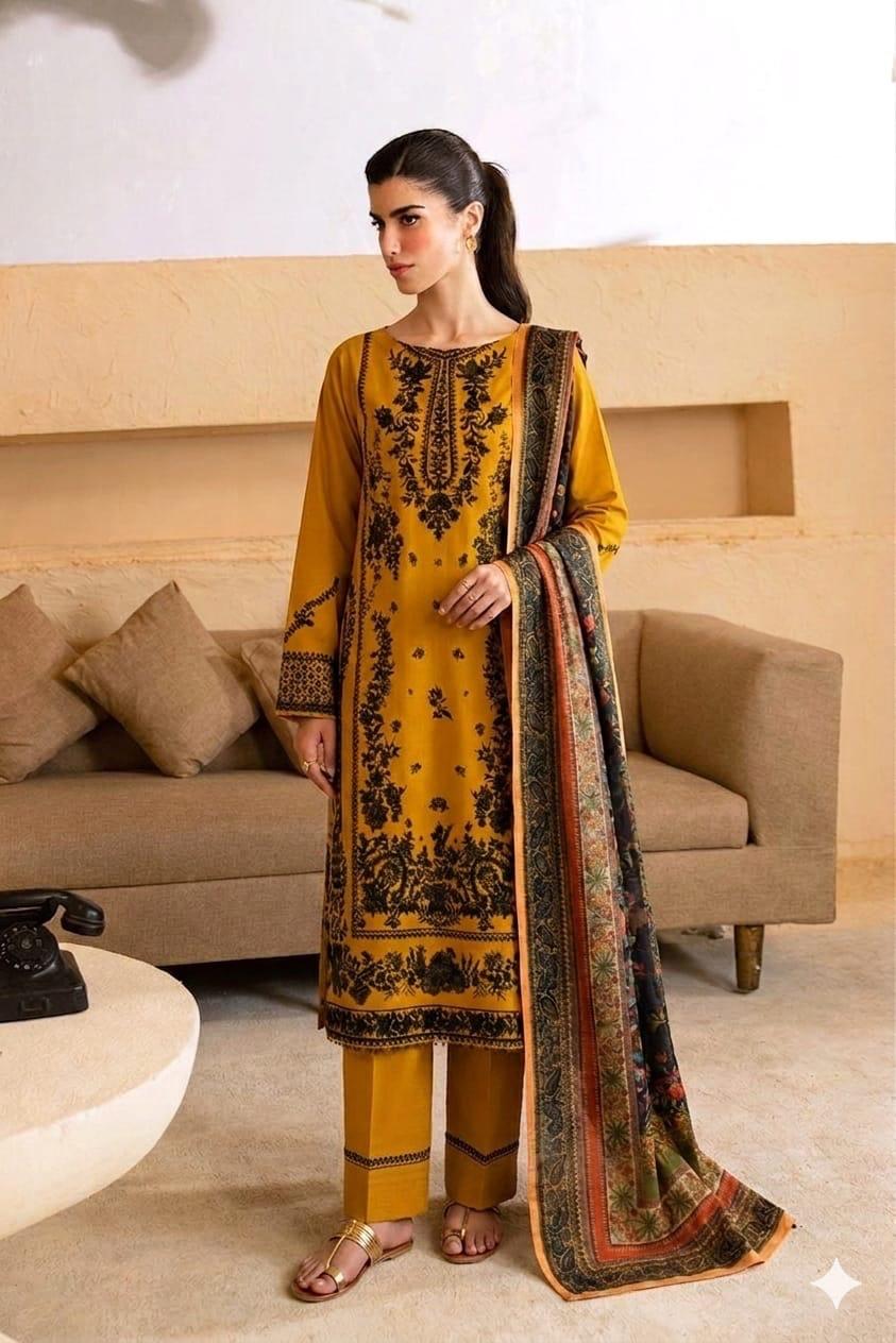 HUSSAIN REHAR lawn embroidered luxury unstitced 3pc✓