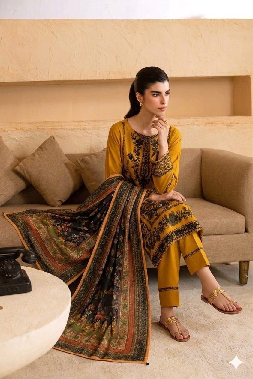 HUSSAIN REHAR lawn embroidered luxury unstitced 3pc✓