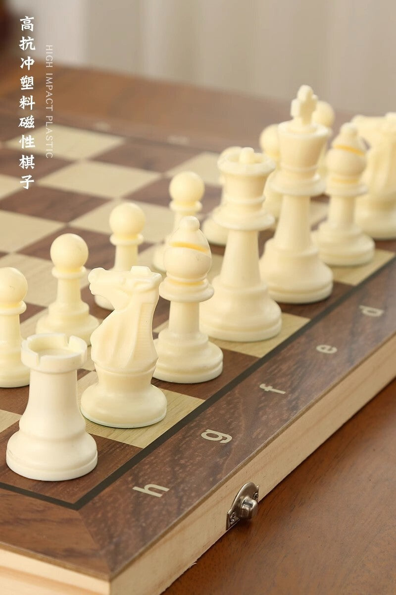 Magnetic Chess Game Wooden Foldable Chess Board Game with Chess Figures