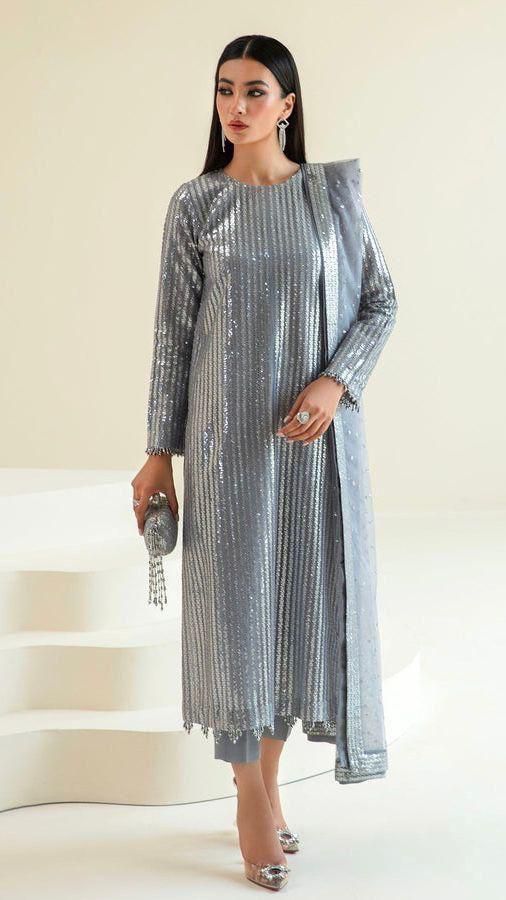 Semi Pure Chiffon Front Embroidry