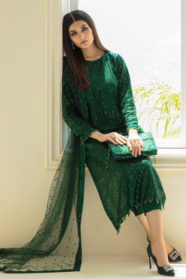 Semi Pure Chiffon Front Embroidry