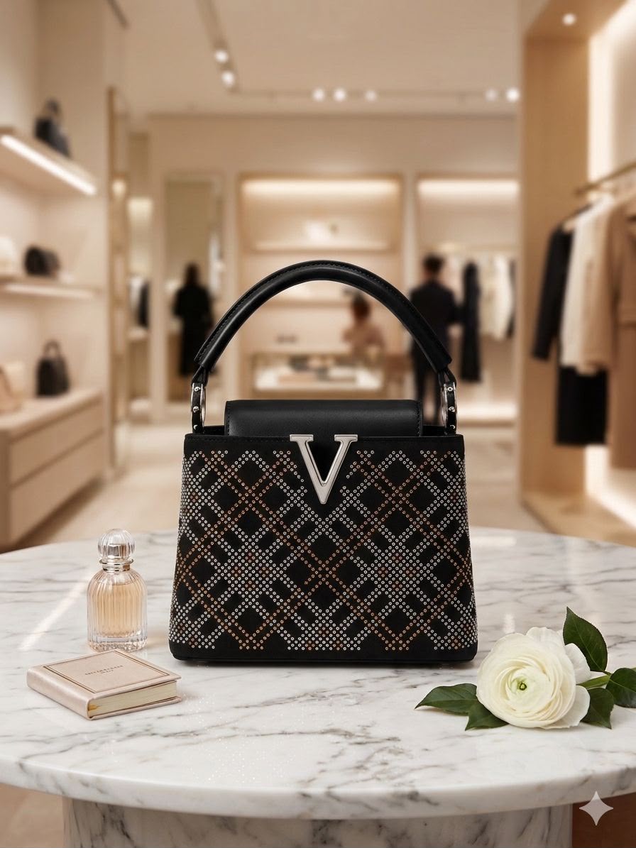 Rhinestone-Embellished Top-Handle Handbag