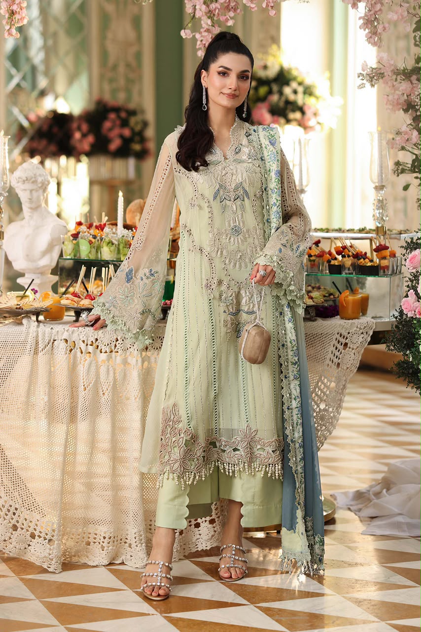 MARIA.B HEAVY EMBROIDERED CHIFFON EMBELLISHED WITH ADDAWORK