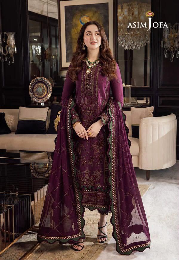 ASIM JOFA Chiifon Fully Heavy Embroidered Spengle Work