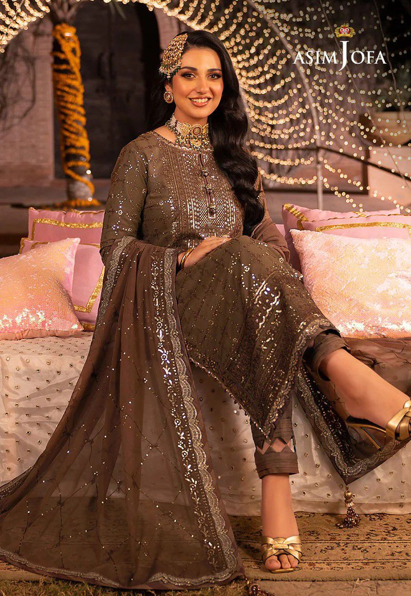 ASIM JOFA DASTAN CHIFFON EMBROIDERED DRESS
