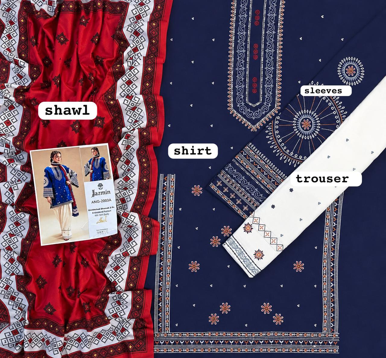 JAZMIN Dhanak Embroidered
