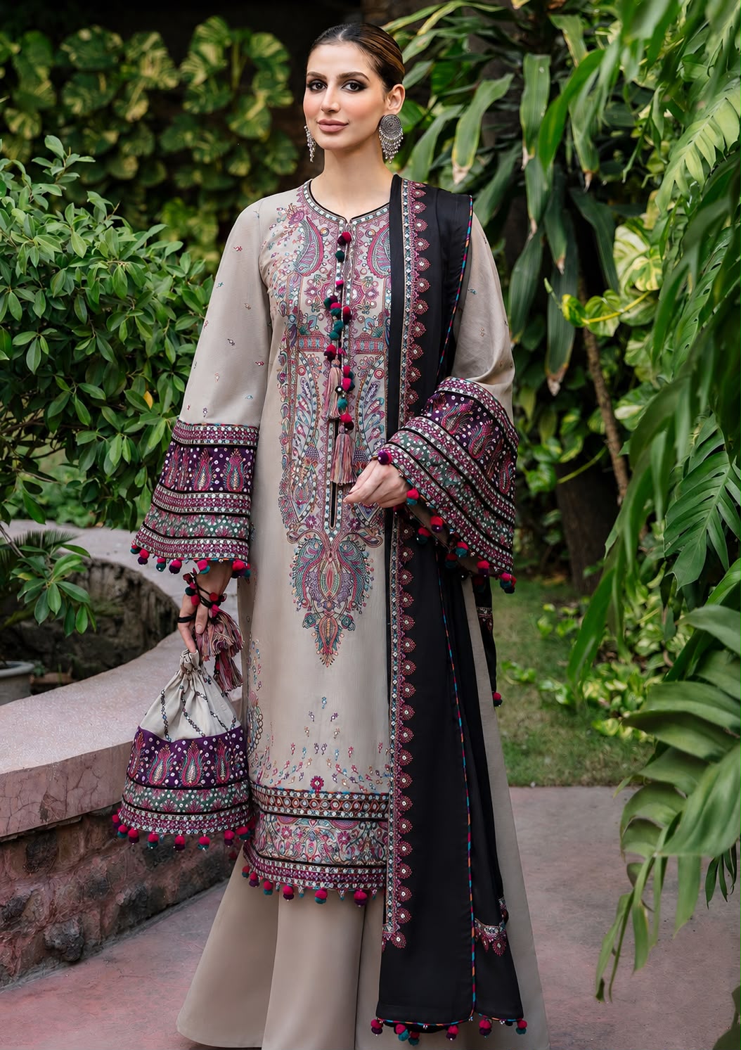 Dhanak Embroidered Luxury unstitched 3pc