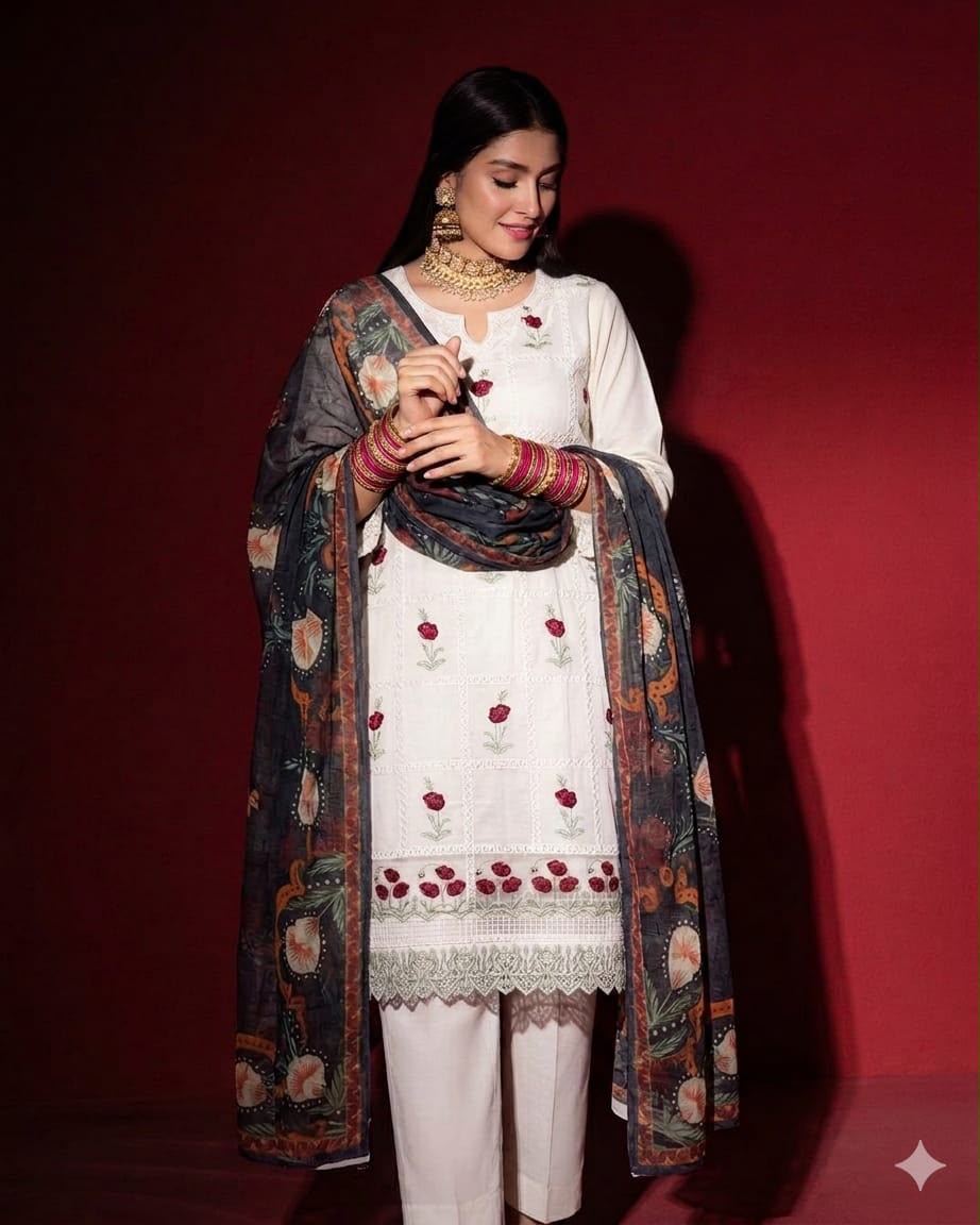 LAAM Chikankari Embroidered Lawn Unstitced 3pc