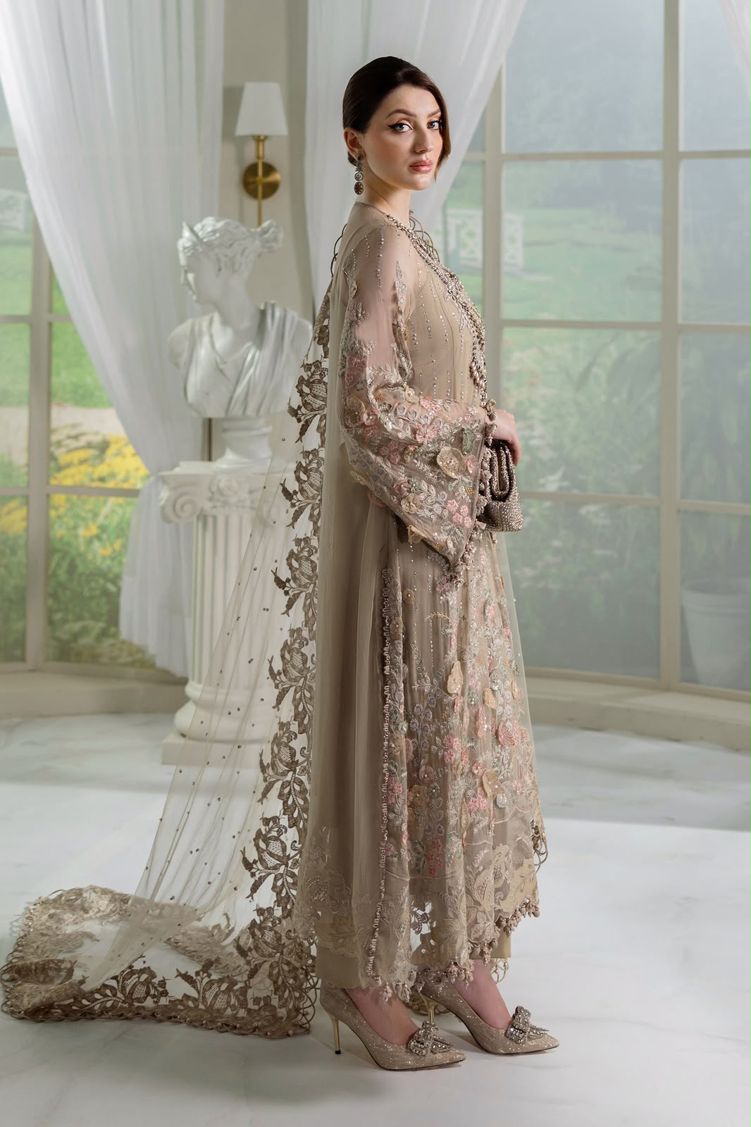 HEAVY EMBROIDERED CHIFFON