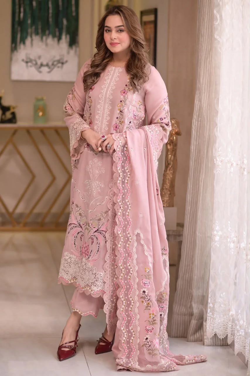 ANEELAS Dhanak Chikankari Embroidered Luxury Unstitched 3pc