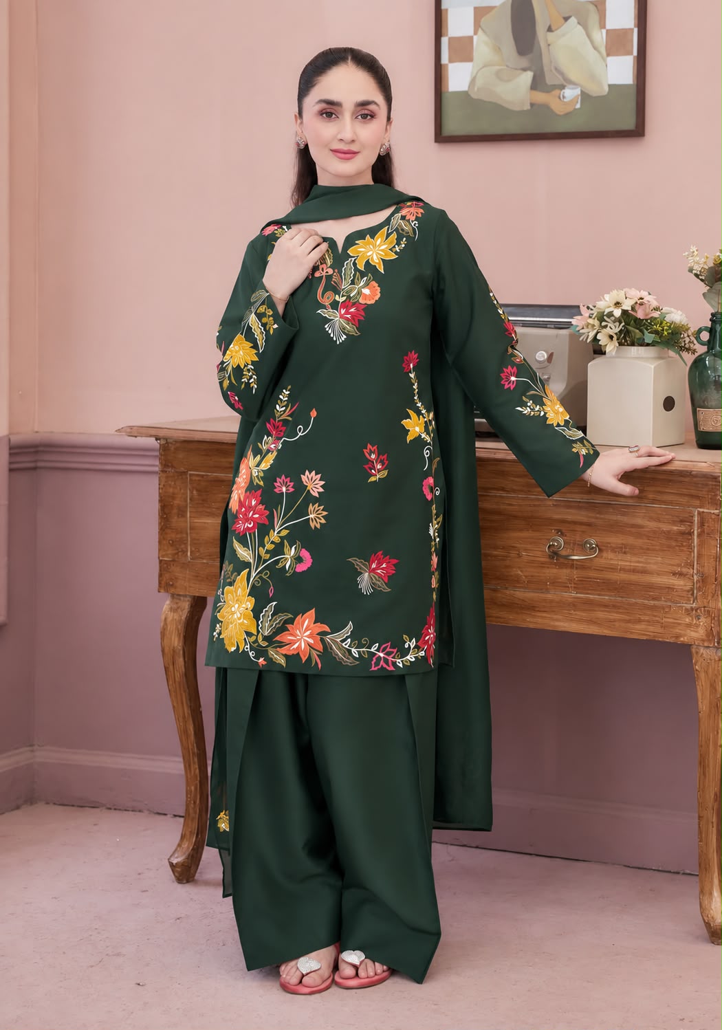 SILAI KARHAI Dhanak Embroidered Hit Code Unstiched 3pc
