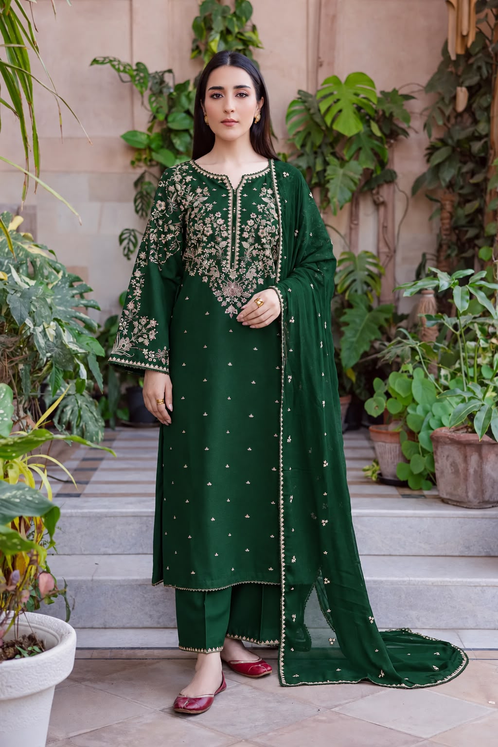 Dhanak Embroidered Luxury Unstiched 3pc