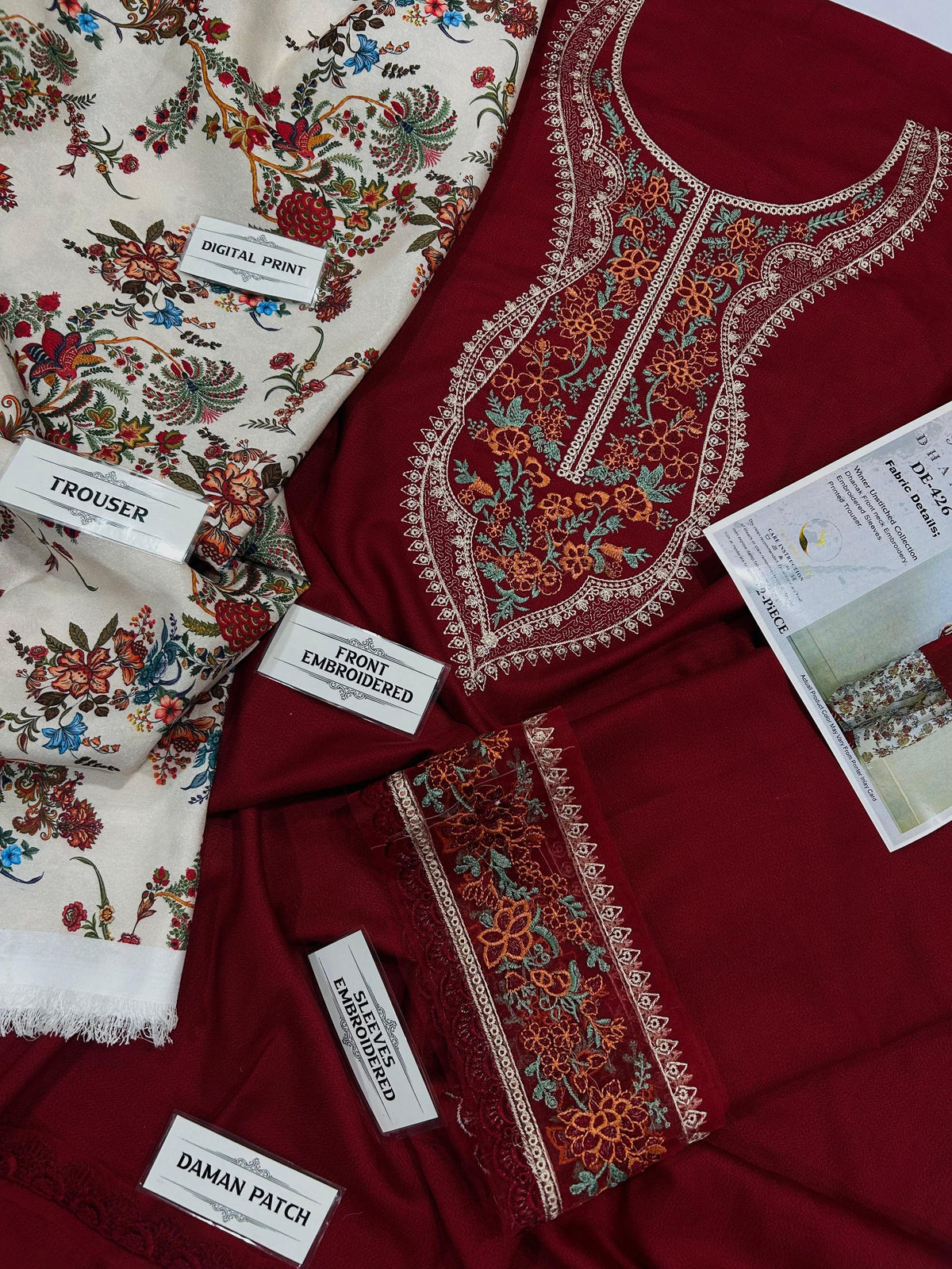 Silk Embroidered Luxury Unstitched 2pc