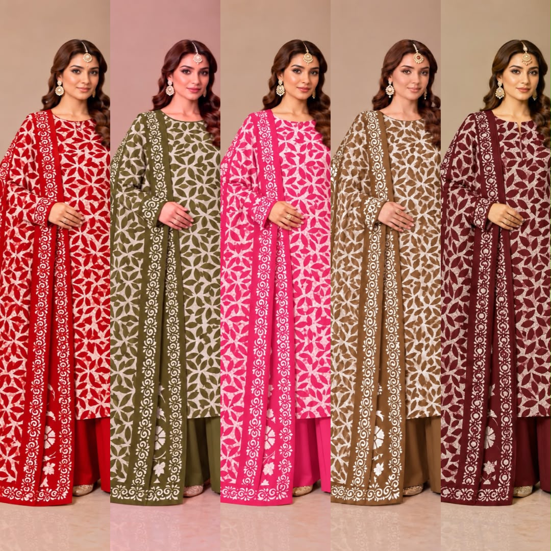 DHANAK PRINTED HIT CODE UNSTICHED 3pc