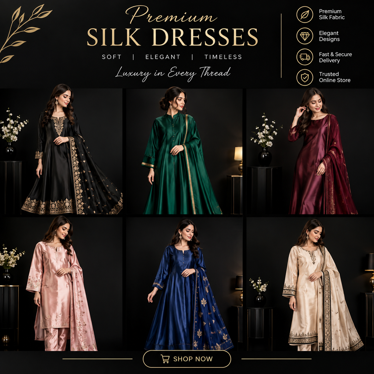 Woman Silk Dresses Collection