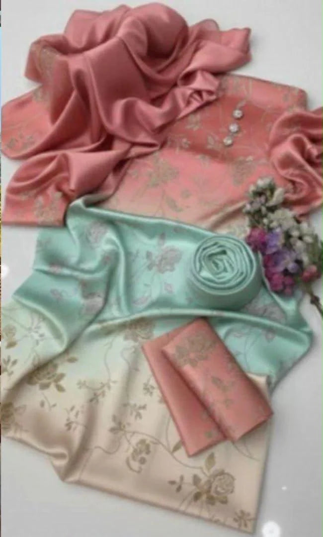 DIgital Printed Shamooz Silk Three piece-Unstitched