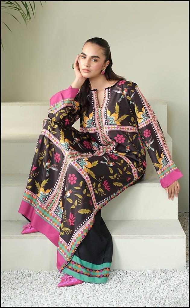 DIgital Printed Shamooz Silk Three piece-Unstitched
