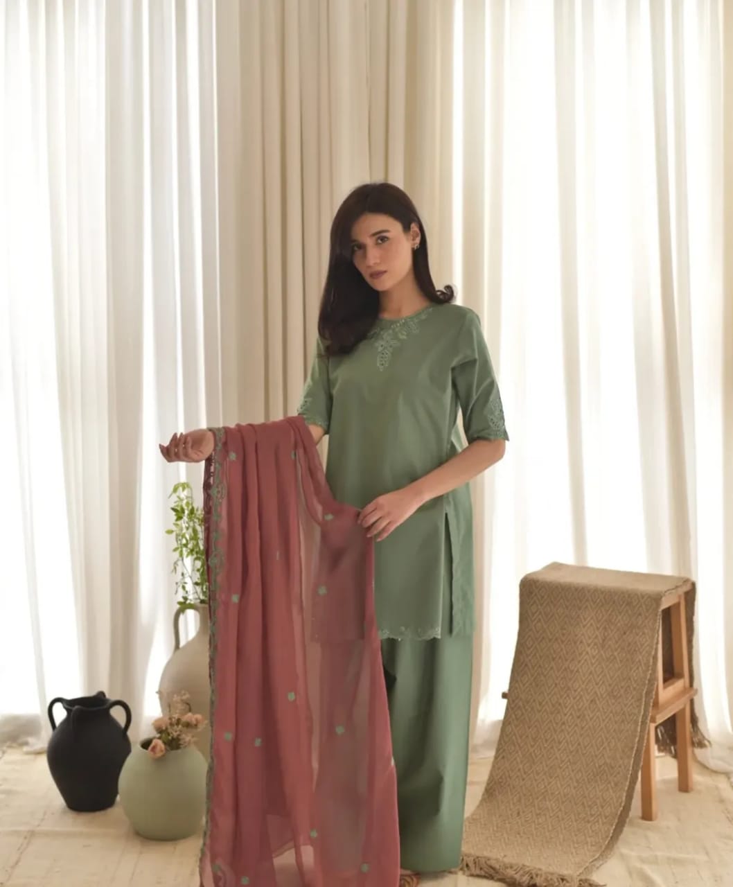 Crafted in a soothing rosy charm