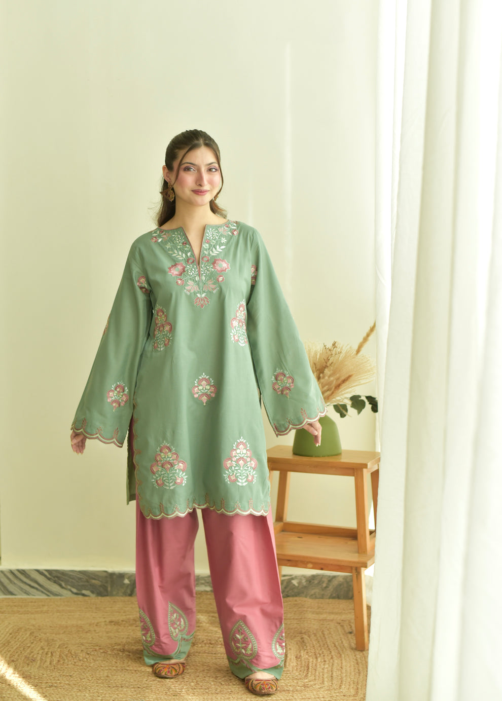 Fabric Soft Cotton Embroidered 3pc