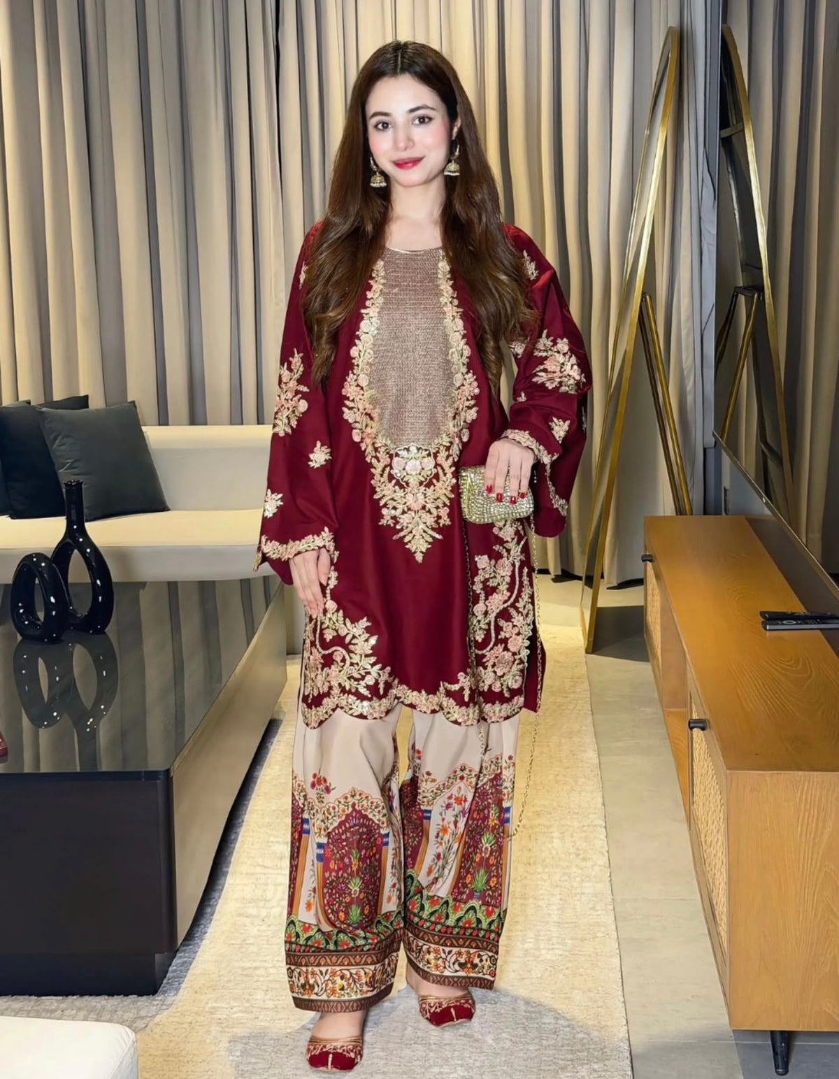 ETHNIC Silk Embroidered & Sequence Luxury Unstitched 2pc