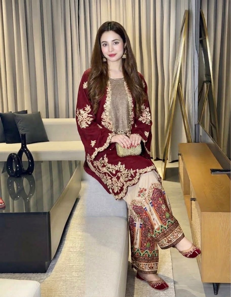ETHNIC Silk Embroidered & Sequence Luxury Unstitched 2pc